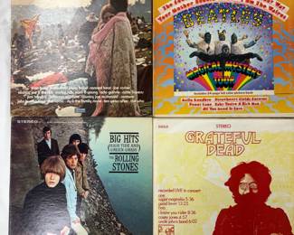 1970 Woodstock Set 3 Records Cotillion Records Original Soundtrack, The Beatles Magical Mystery Tour, Rolling Stones ‎- Big Hits [High Tide And Green Grass], Grateful Dead Recorded Live in Concert 1971