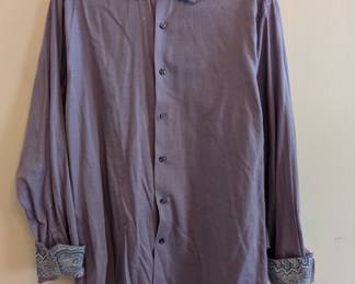 Men's Tallia The Mason Fit light purple button front shirt with contrasting flip cuff, size LG