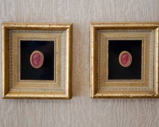 A framed pair of intaglio seals and molds, probably Italian, 19th Century.