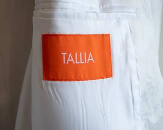 Closeup of TALLIA men's white jacquard floral sport coat / dinner jacket