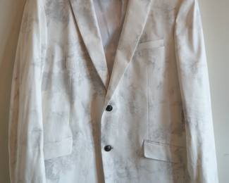 TALLIA men's white jacquard floral sport coat