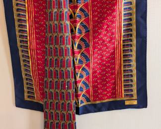 Lanvin Paris silk necktie with matching silk pocket square