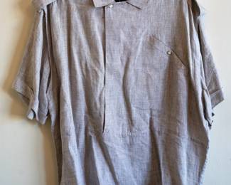Mario Valentino light gray linen short sleeve shirt, size 50, made in Italy