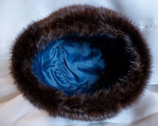 Another view of the vintage warm winter dark brown fur hat
