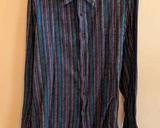 Neiman Marcus men's long sleeve button front striped shirt