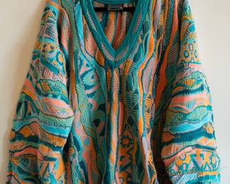A 1980s vintage Coogi Australia 100% wool knit pullover sweater, size XL
