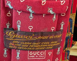 Closeup of silk tie from Gucci, made in Italy