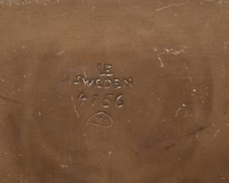 Reverse of Mari Simmulson for Upsala-Ekeby. Dish in glazed stoneware with portrait of woman. 1960's.