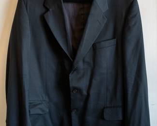 Vintage men's Etienne Aigner black suit coat or sport jacket, lined, three-button closure, made in Russia