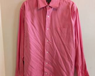 Henry Cotton's men's pink fine check pattern shirt, size L