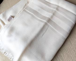 Gucci monogram white silk scarf