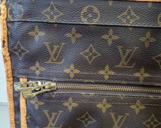 Closeup of vintage 1970s Louis Vuitton pullman 65 suitcase