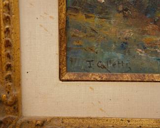 Closeup of signature on J. Colletti, Original Impressionist Oil on Canvas, Signed