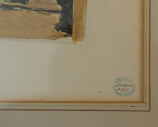 Closeup of gallery verification and print number of limited edition print of a color painting by Georges Braque (a major 20th-century French painter, collagist, draughtsman, printmaker and sculptor.)