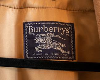Closeup of classic Burberrys Nova Check Wool Lined Belted Trench Coat