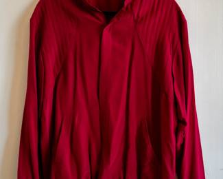 Vintage men's Carracci scarlet silk jacket, size L, tailored in Hong Kong