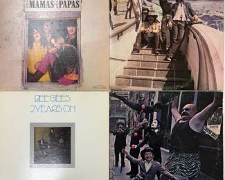 Vintage vinyl record albums LPs: The Mamas & The Papas (self titled), The Byrds (untitled), Bee Gees 2 Years On, The Doors Strange Days