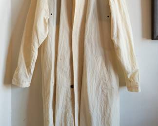 Vintage men's Tommy Hilfiger cream color long coat or trench coat, lightweight material