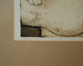 Closeup of Joseph Demarais (1927-1991, American) signed Lithograph Intaglio Etching, 42/100, dated 1968