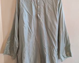 Men's light grey/blue tunic shirt with embroidered placket