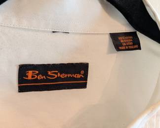 Closeup of Ben Sherman men's cotton pintucked tuxedo shirt