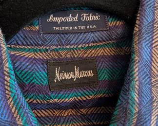 Neiman Marcus men's long sleeve button front striped shirt