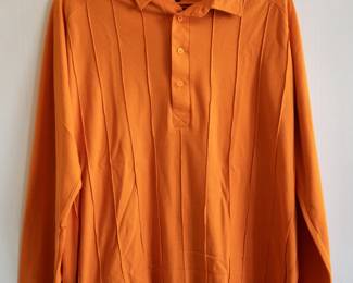 Vintage Ted Baker London men's orange knit shirt, long sleeves, size 5