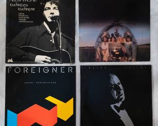 Vintage albums, retro vinyl records - Neil Diamond Touching You Touching Me, Abba Arrival, Foreigner Agent Provacateur, and Sinatra Trilogy Past Present Future