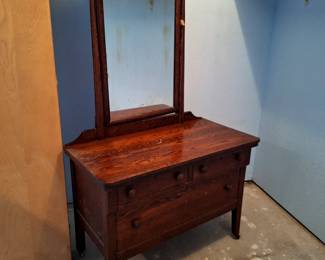 Vintage dresser with attached mirror