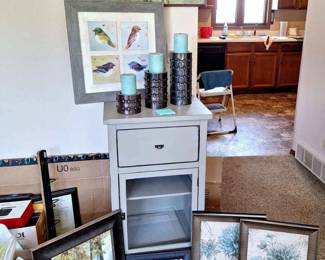 Charming cabinet and various decor pieces