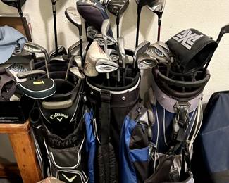 Golf clubs and bags