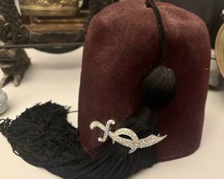 Vintage Al Malaikah Shriner Masonic Fez with tassel and pin