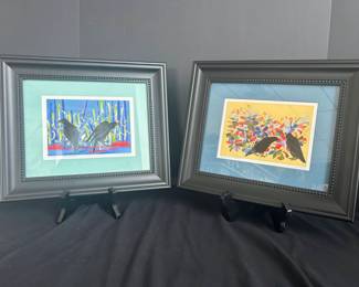 Pair Of Crow Framed Prints By C C Lord