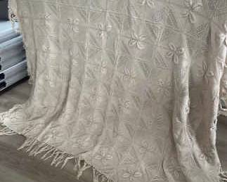 Gorgeous Hand Knitted Leaf Bedspread