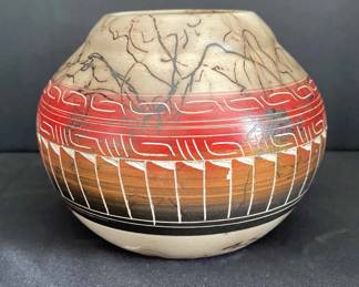 Navajo Horsehair Pottery Signed By Cecilia Venally