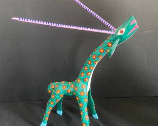 Oaxacan Hand Painted Carven Wood Alebrije Giraffe