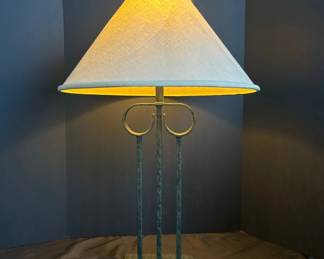 Vintage Metal Green Cast Iron Table Lamp