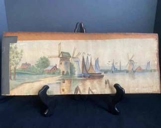 Original Waterfront Watercolor Signed By S Patterson