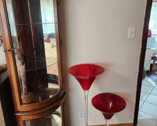 Corner China cabinet, decor glasses