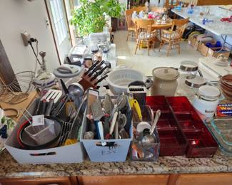 Utensils, glassware, storage items