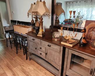 Bar stools, buffet cabinets