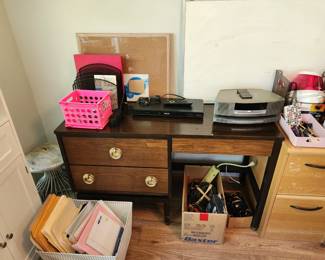 Desk, office supplies
