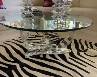 Shlomi Haziza Lucite candle holders and Haziza Coffee table