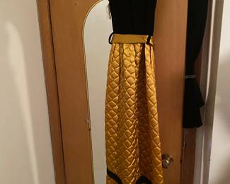 Vintage Sears Roebuck Maxi Dress, Quilted Skirt/Velvet Top