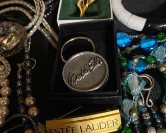 Marshall Fields Key Chain/Estee Lauder Pin