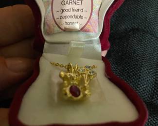 Surprise .. Teddy Bear Garnet Necklace