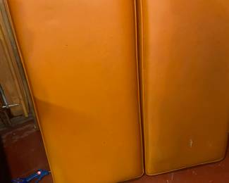 Mid Century Orange Vinyl Bench Seats. By Dine Co.