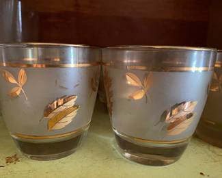Mid Century Libby Glass Gold Leaf