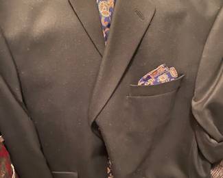 Christian Aujaro 100% Wool Mark Suit with Tie and Pocket Square. Marshall Fields