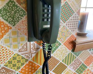 Mid Century Avocado Illinois Bell Push Button Telephone